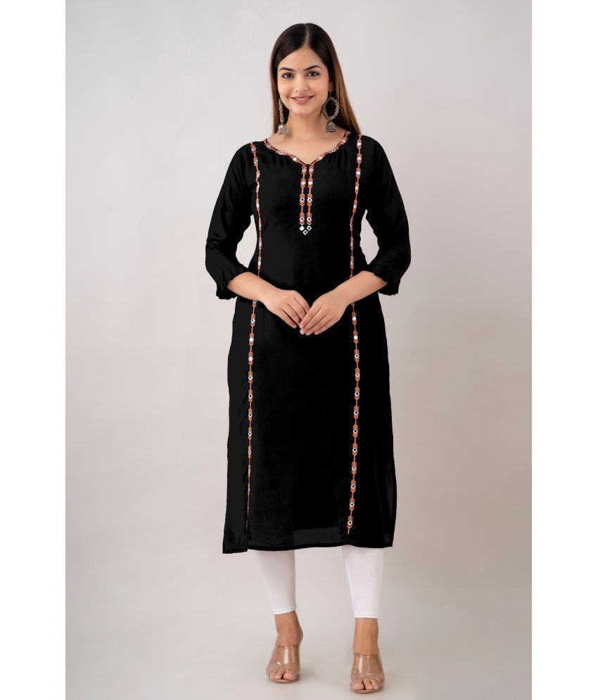     			Kapadia - Black Rayon Women's Straight Kurti ( Pack of 1 )