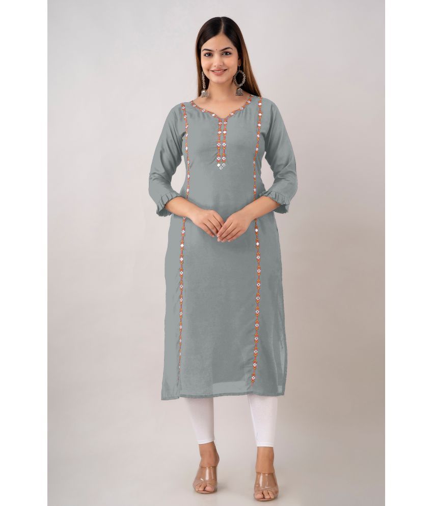     			Kapadia - Grey Rayon Women's Straight Kurti ( Pack of 1 )