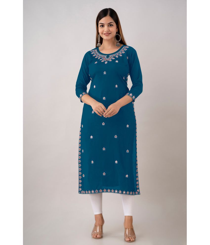     			Kapadia - Teal Rayon Women's Straight Kurti ( Pack of 1 )