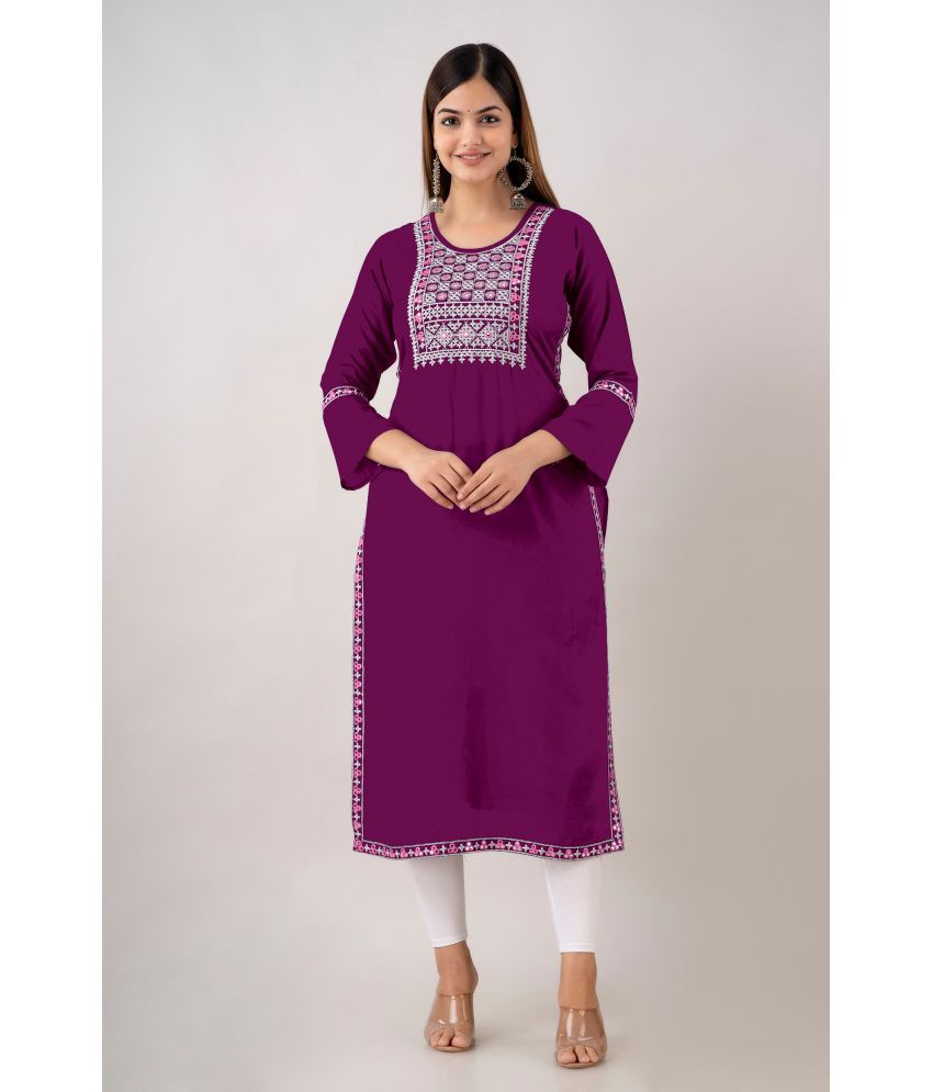     			Kapadia - Wine Rayon Women's Straight Kurti ( Pack of 1 )