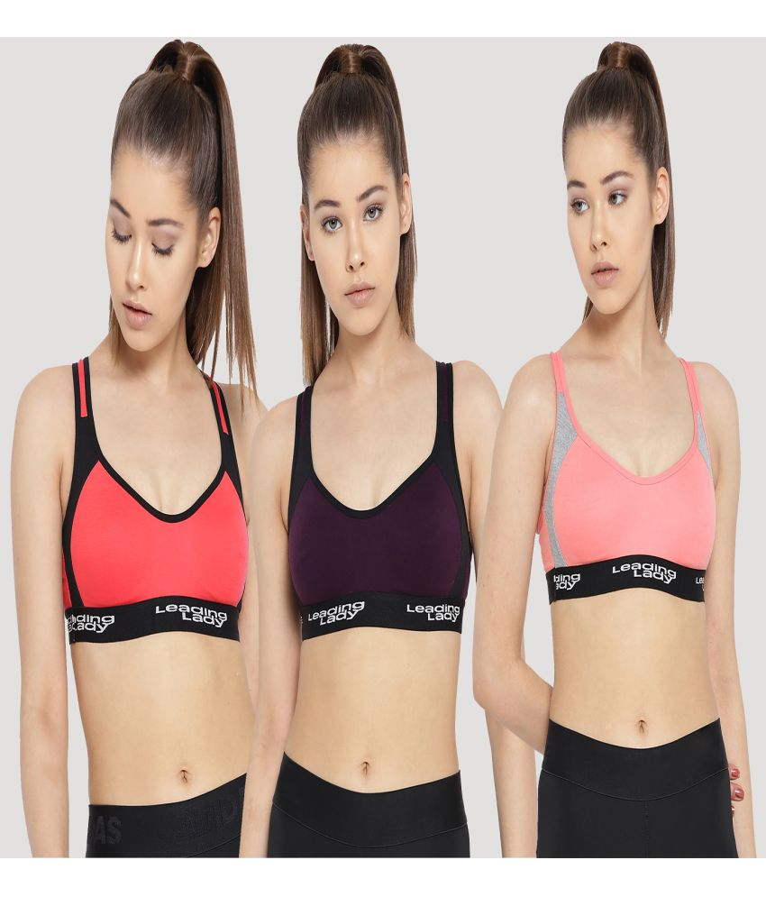     			Leading Lady Pack of 3 Cotton Non Padded Women's T-Shirt Bra ( Multicolor )