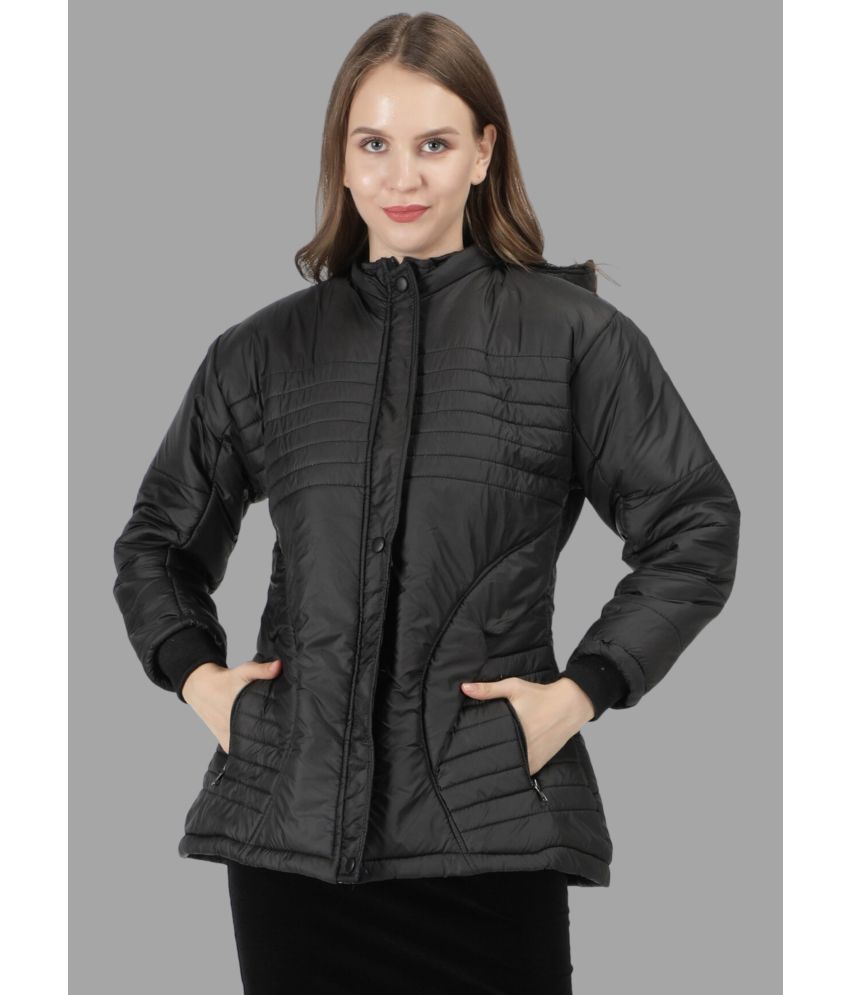 NUEVOSDAMAS - Polyester Blend Black Hooded Jackets