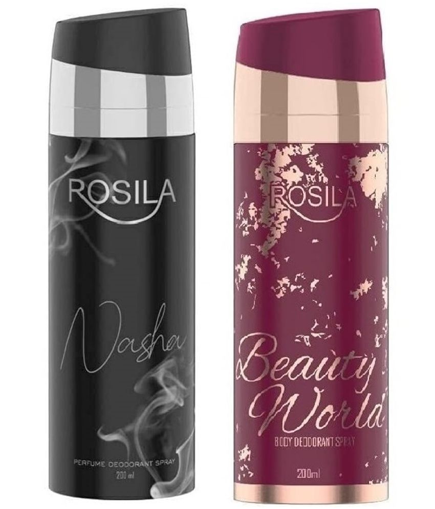     			ROSILA - NASHA  BEAUTY WORLD DEODORANT,200ML Deodorant Spray for Men,Women 400 ml ( Pack of 2 )