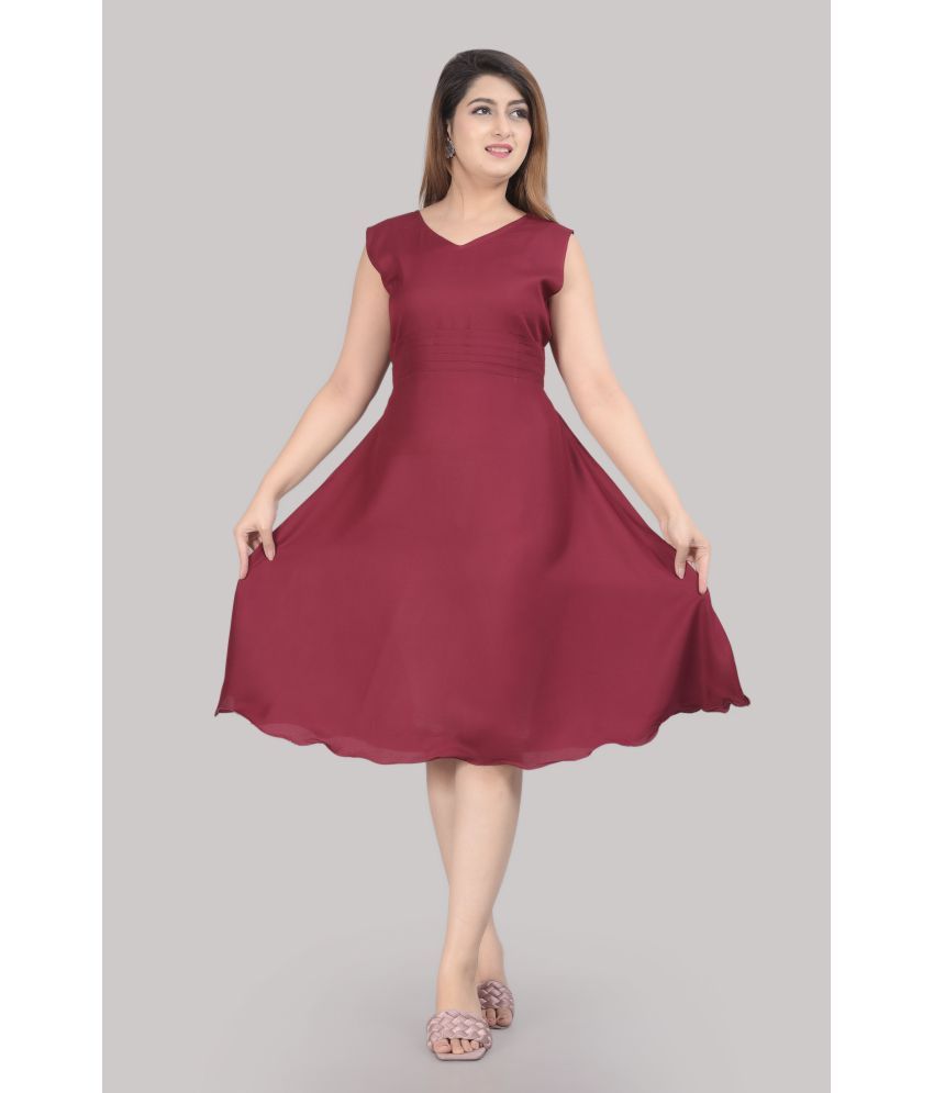     			Smien - Maroon Rayon Women's Skater Dress ( Pack of 1 )