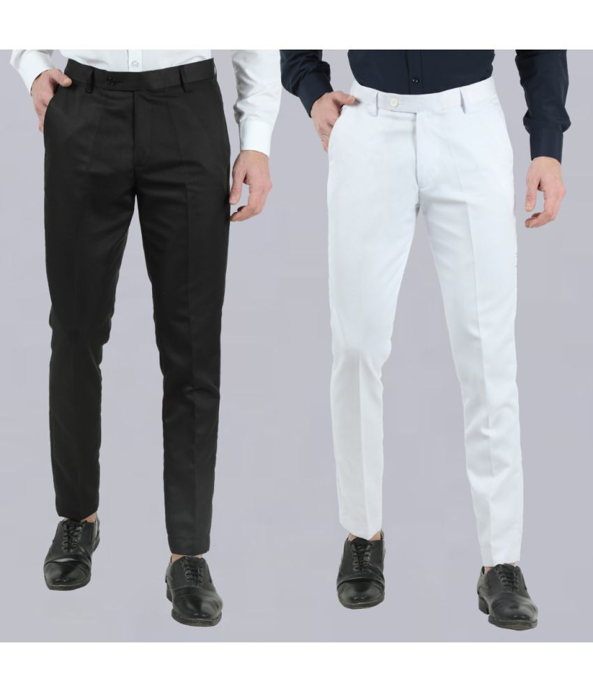     			VEI SASTRE Multicolored Slim Formal Trouser ( Pack of 2 )