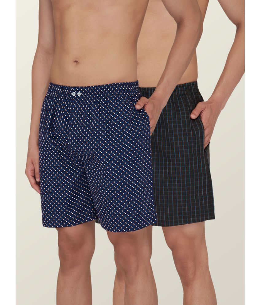     			XYXX - Blue Cotton Blend Men's Boxer- ( Pack of 2 )