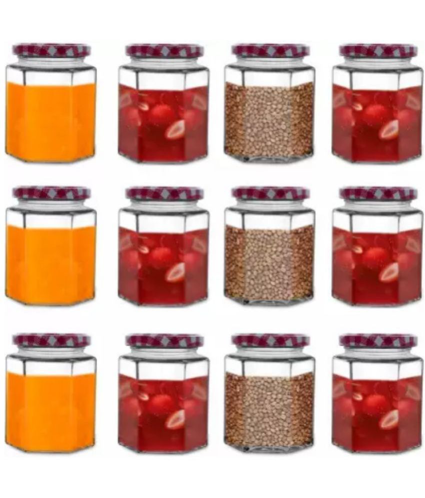     			skwaion - Red Glass Spice Container ( Set of 12 ) - 250 ml
