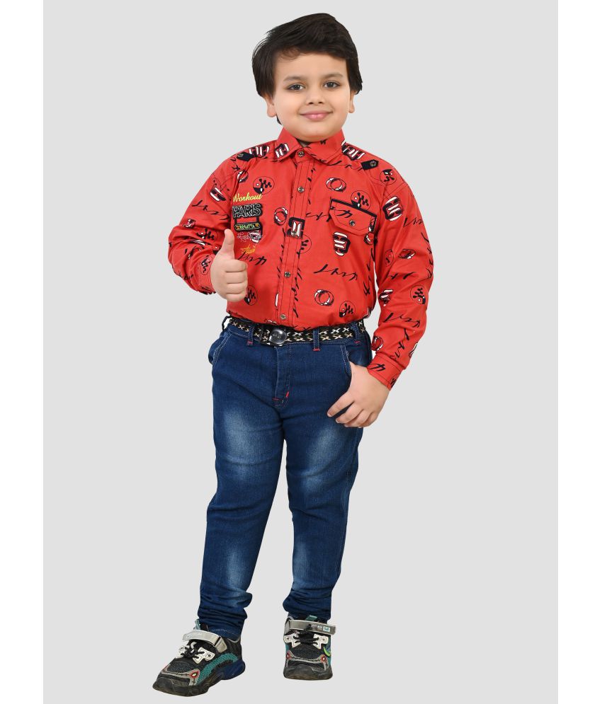     			Arshia Fashions - Red Cotton Boys Shirt & Jeans ( Pack of 1 )