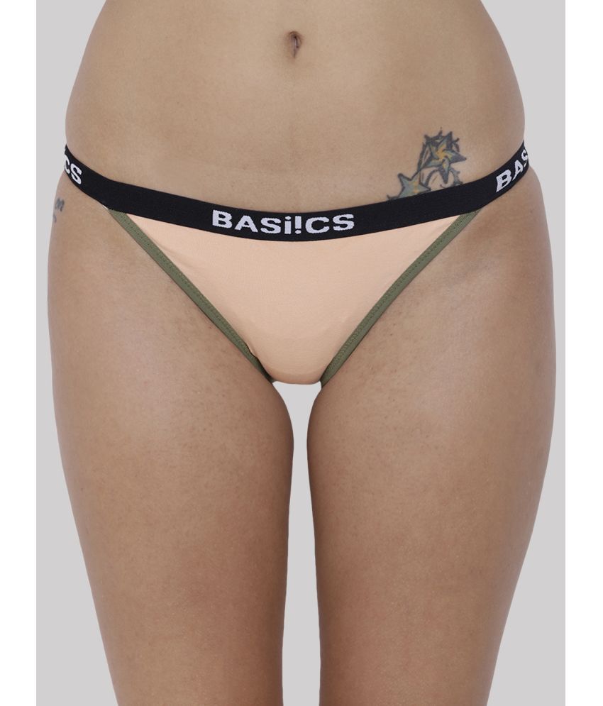     			BASIICS By La Intimo - Beige BCPBR09 Cotton Lycra Solid Women's Bikini ( Pack of 1 )