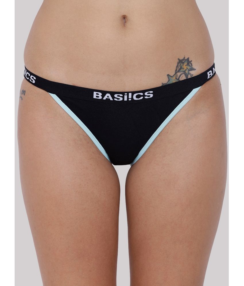     			BASIICS By La Intimo - Black BCPBR09 Cotton Lycra Solid Women's Crotchless ( Pack of 1 )