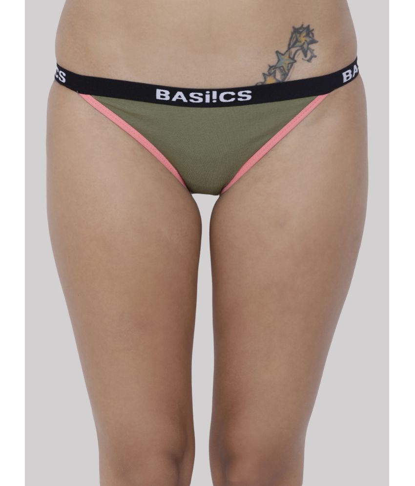    			BASIICS By La Intimo - Olive BCPBR09 Cotton Lycra Solid Women's Bikini ( Pack of 1 )