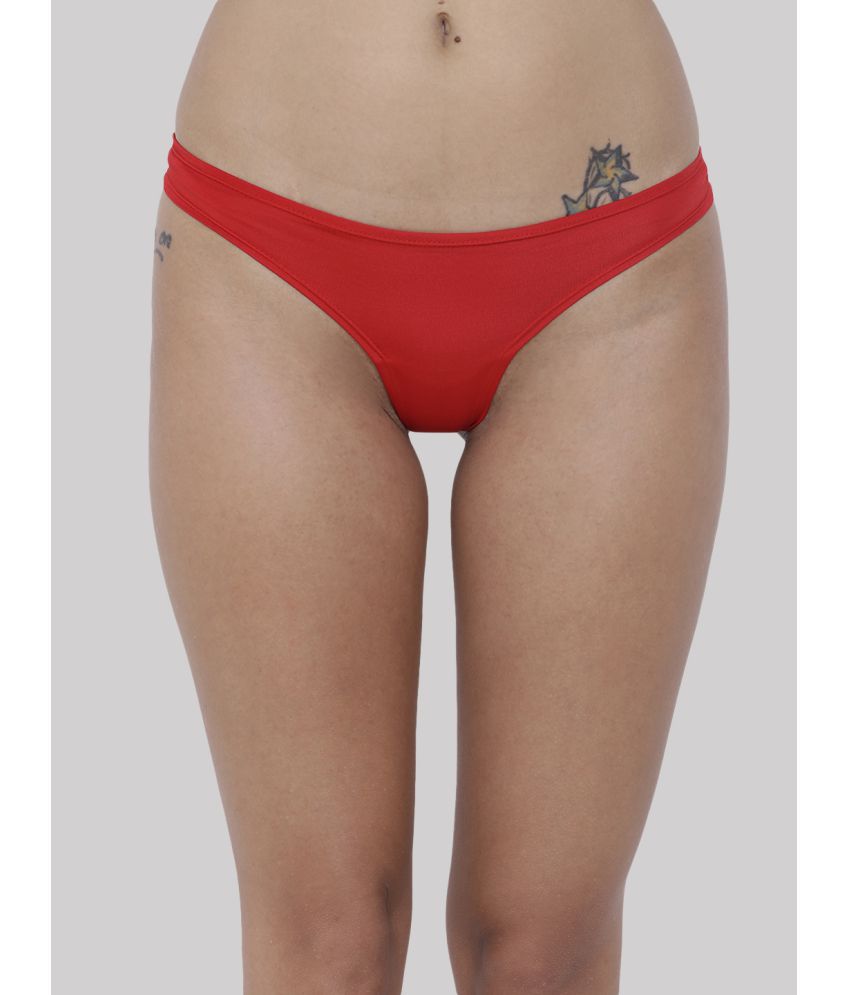     			BASIICS By La Intimo - Red BCPSS01 Polyester Solid Women's Bikini ( Pack of 1 )