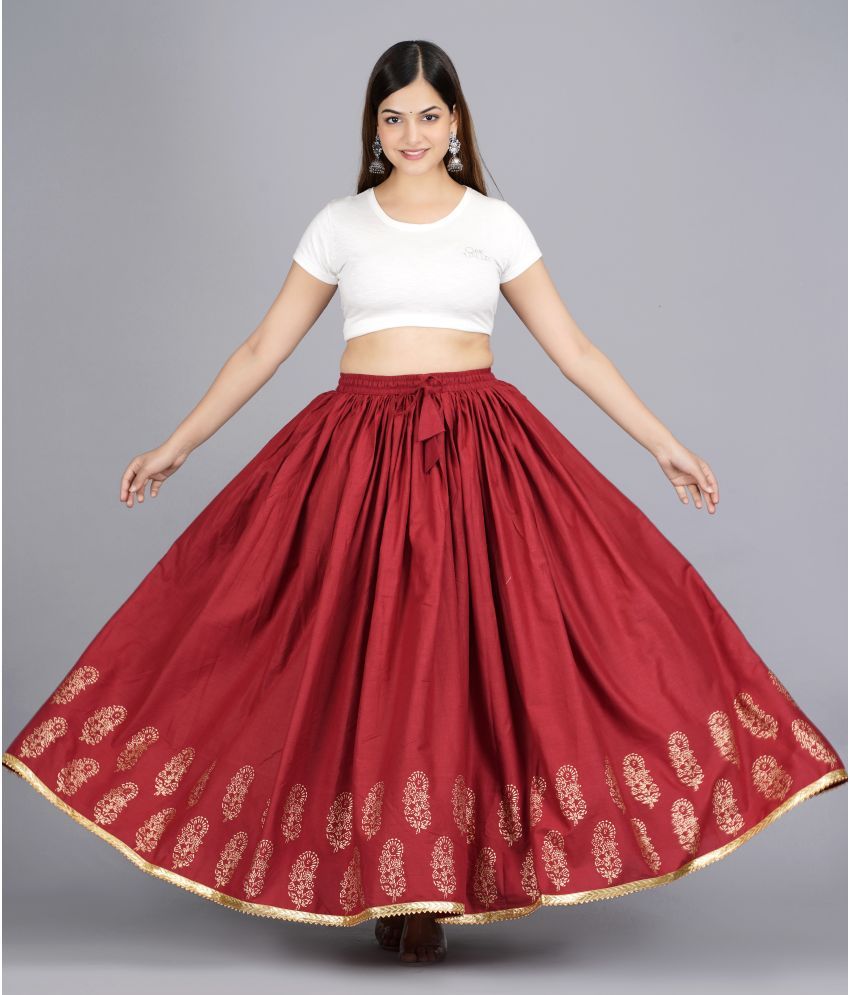     			FABRR - Maroon Cotton Women's A-Line Skirt ( Pack of 1 )