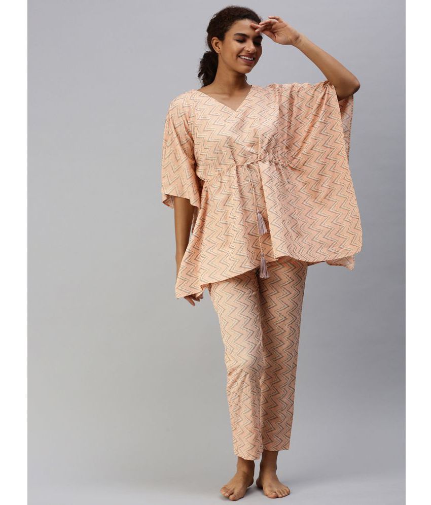     			JAIPUR VASTRA - Peach Cotton Women's Nightwear Nightsuit Sets ( Pack of 1 )
