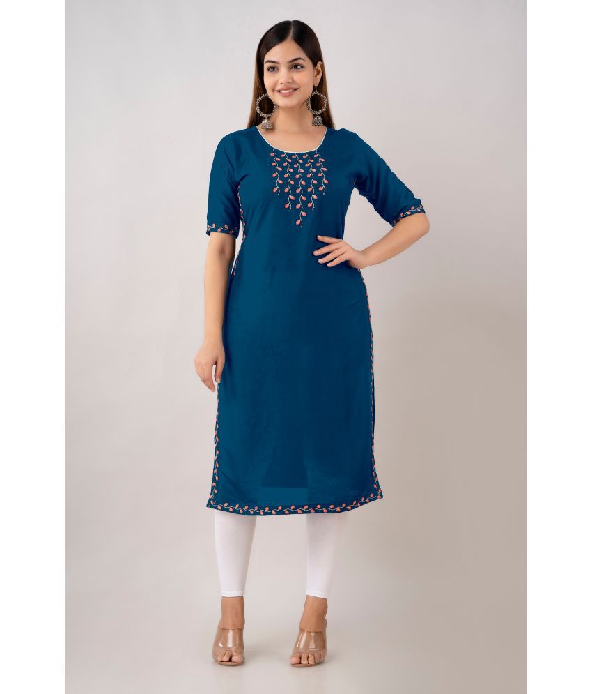     			Kapadia - Teal Rayon Women's Straight Kurti ( Pack of 1 )