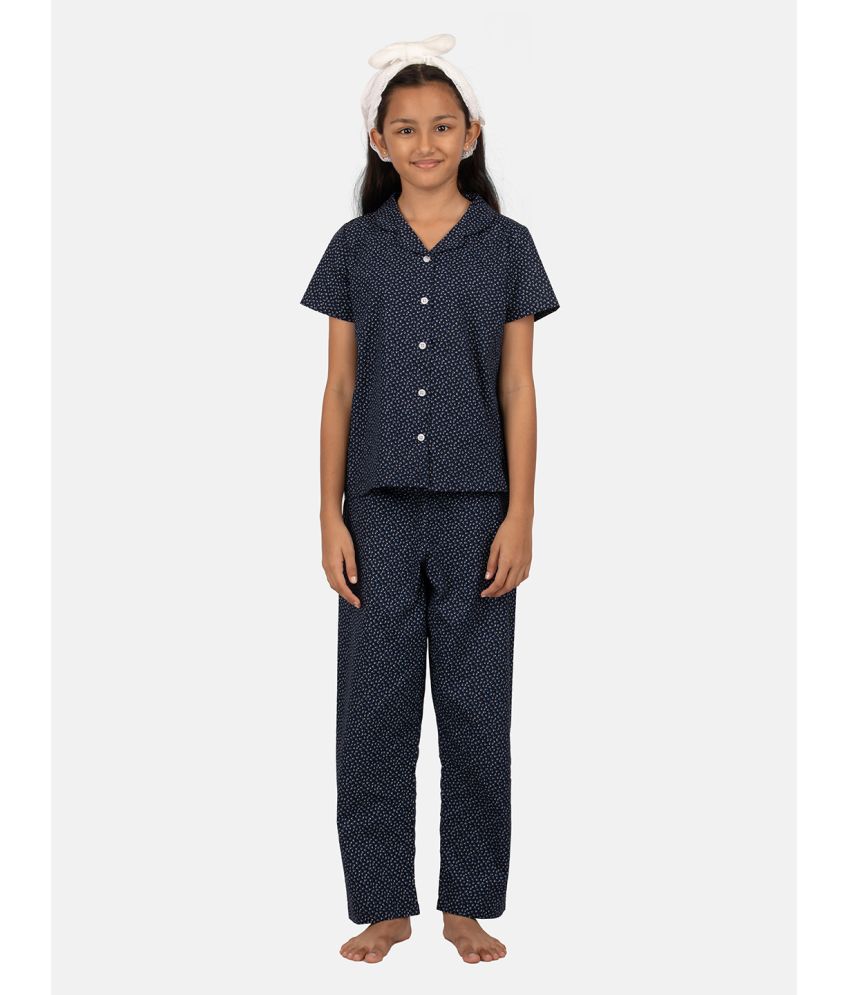     			Mackly - Navy Blue Cotton Girls Shirt With Pajama ( Pack of 1 )