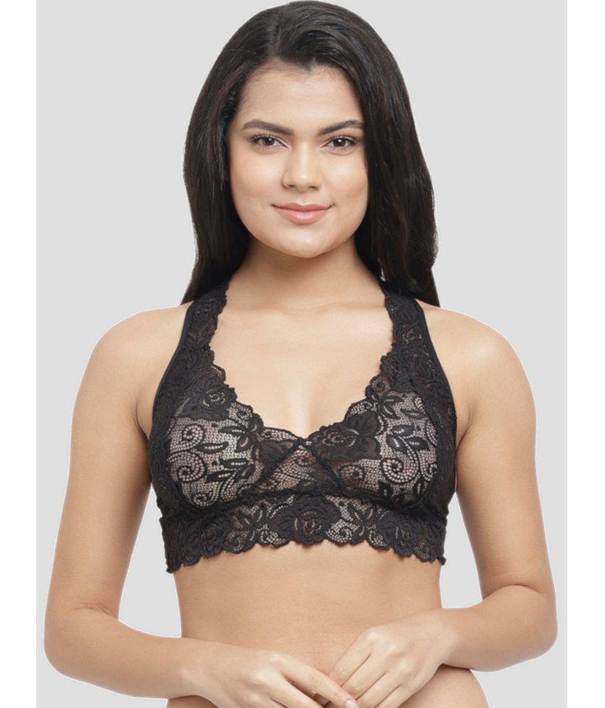     			N-Gal Nylon Non Padded Women's Bralette Bra ( Black )