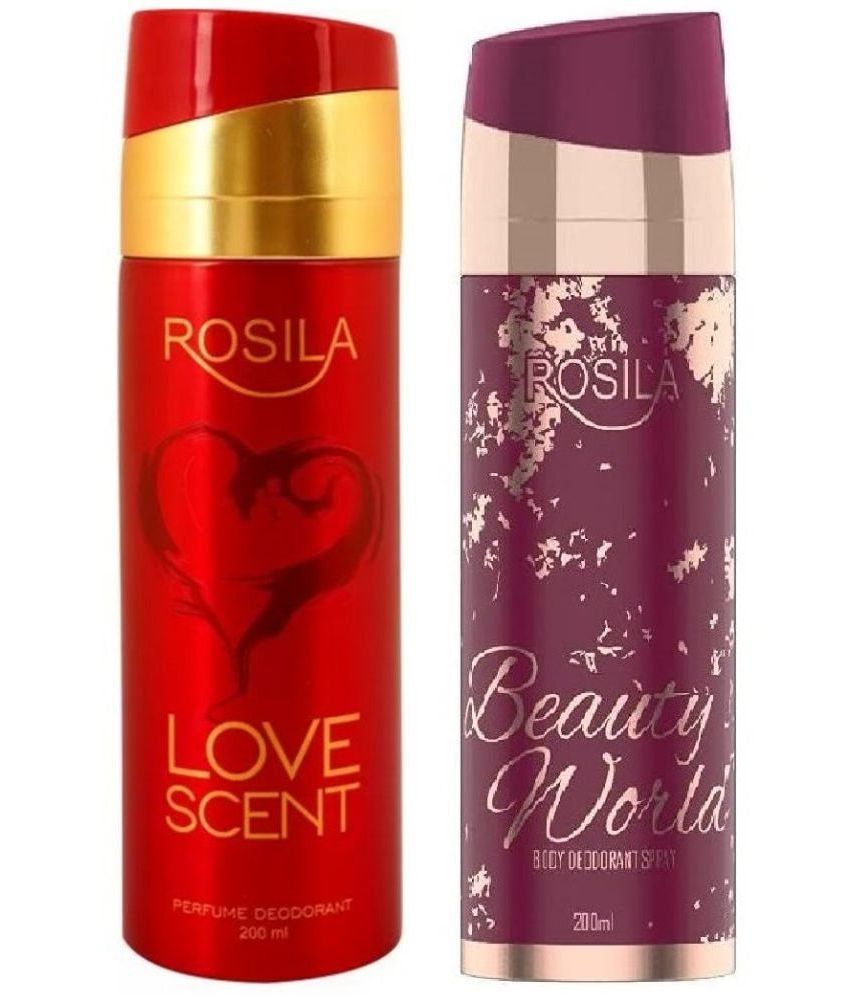     			ROSILA - LOVE SCENT,BEAUTY WORLD DEO,200ML EACH Deodorant Spray for Men,Women 400 ml ( Pack of 2 )