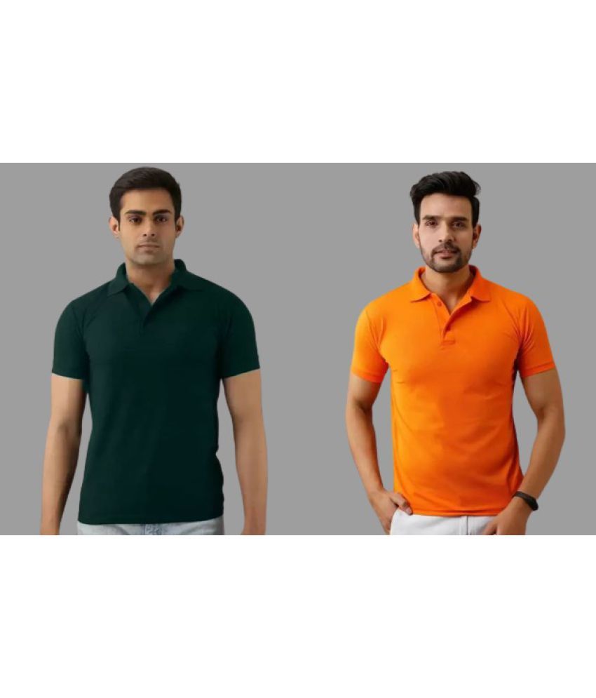     			SKYRISE - Multicolor Cotton Blend Slim Fit Men's Polo T Shirt ( Pack of 2 )