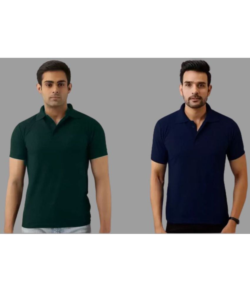     			SKYRISE - Multicolor Cotton Blend Slim Fit Men's Polo T Shirt ( Pack of 2 )