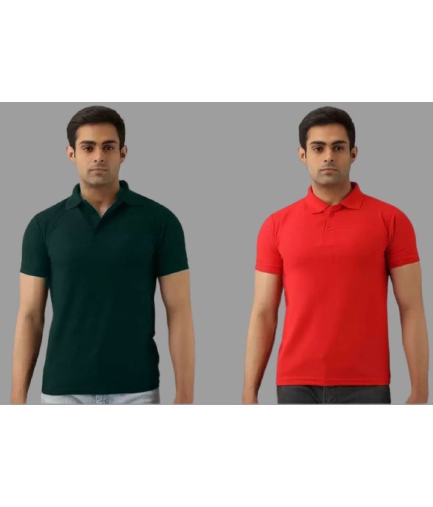     			SKYRISE - Multicolor Cotton Blend Slim Fit Men's Polo T Shirt ( Pack of 2 )