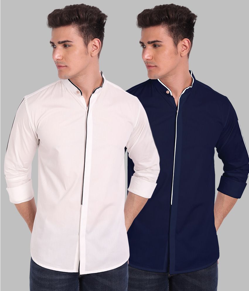     			Vida Loca - Navy Cotton Blend Slim Fit Men's Casual Shirt ( Pack of 2 )