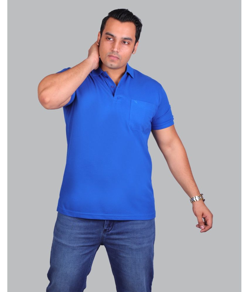     			Xmex - Blue Cotton Blend Regular Fit Men's Polo T Shirt ( Pack of 1 )
