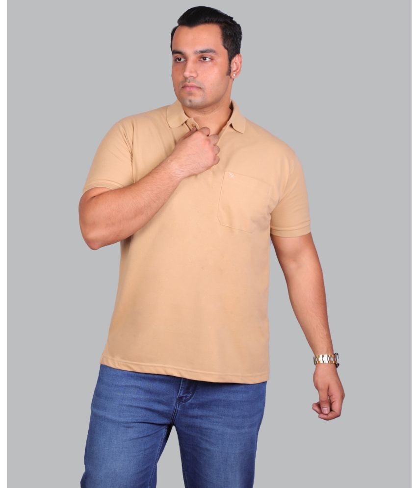 Xmex - Khakhi Cotton Blend Regular Fit Men's Polo T Shirt ( Pack of 1 )