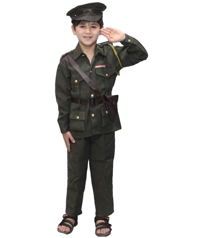     			Kaku Fancy Dresses Our Helper National Hero Indian Soldier Army Costume - Green 18-20 Years Boys  & Girls for Republic Day & Independence Day