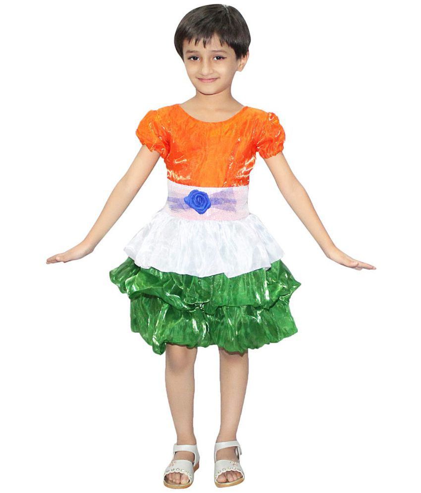     			Kaku Fancy Dresses Polyester India Frock for Girls For Independence Day & Republic Day Costume - Multicolor, 5-6 Years