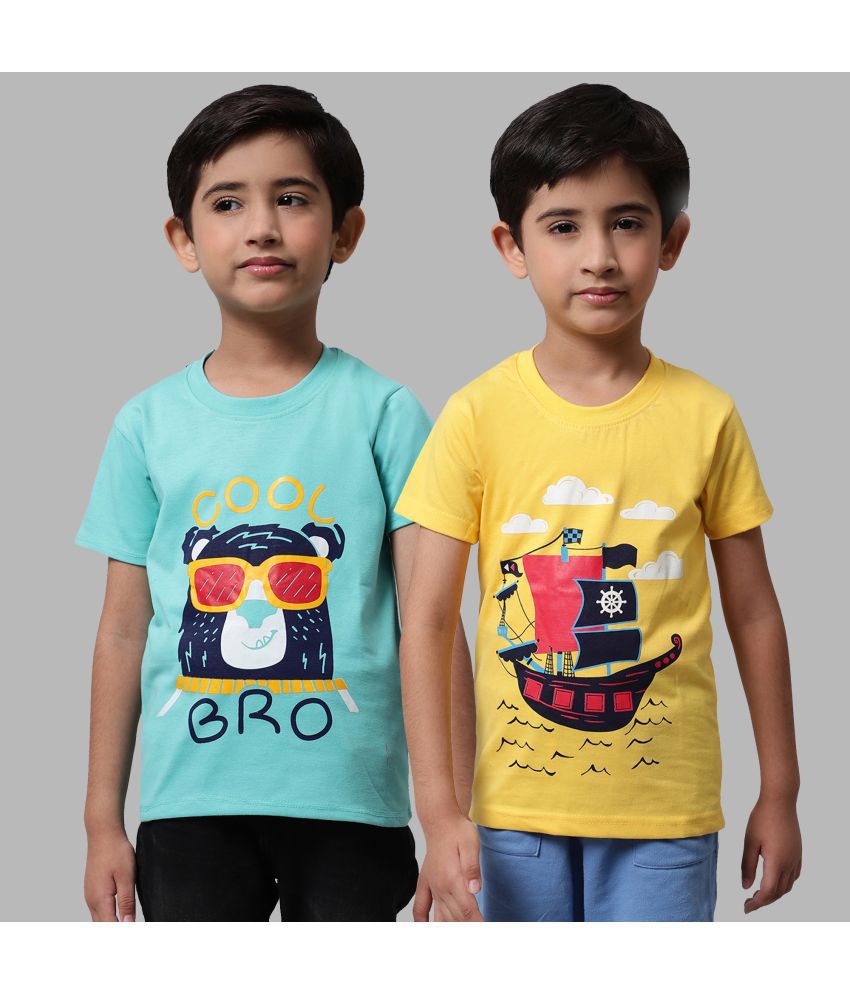     			Little Zing - Multi Color Cotton Boy's T-Shirt ( Pack of 2 )