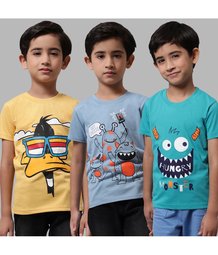     			Little Zing - Multi Color Cotton Boy's T-Shirt ( Pack of 3 )
