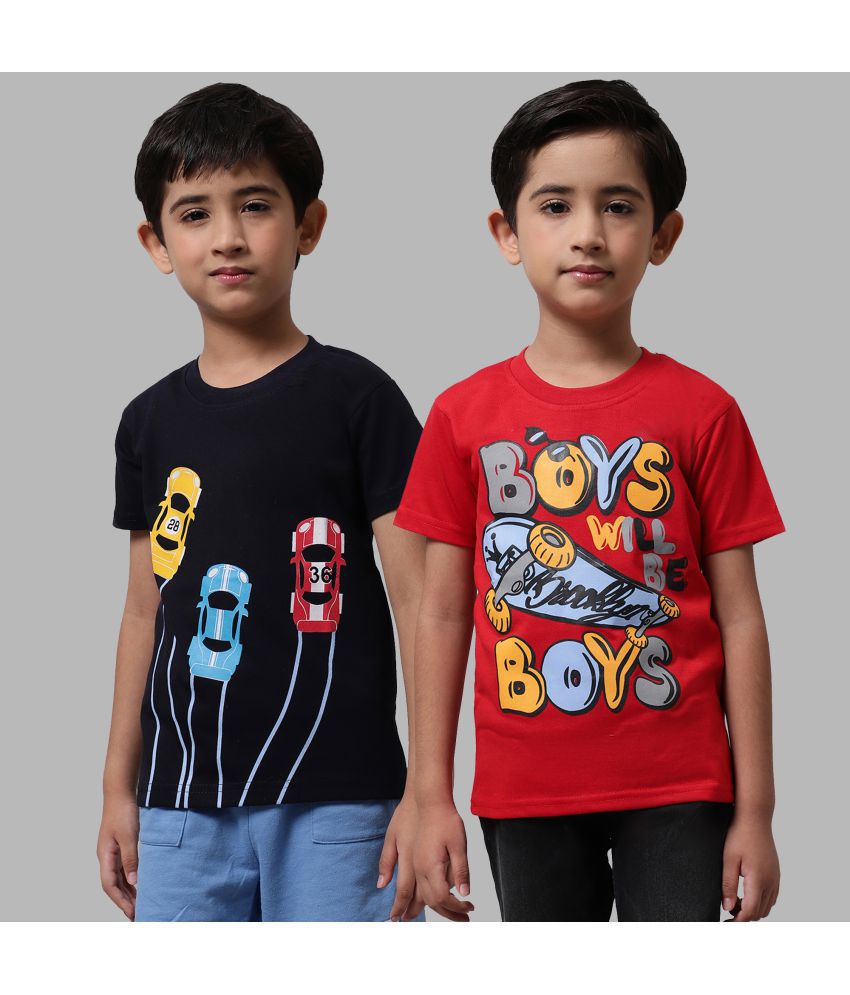     			Little Zing - Multicolor Cotton Boy's T-Shirt ( Pack of 2 )
