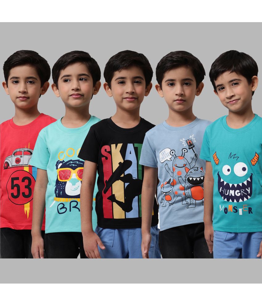     			Little Zing - Multicolor Cotton Boy's T-Shirt ( Pack of 5 )