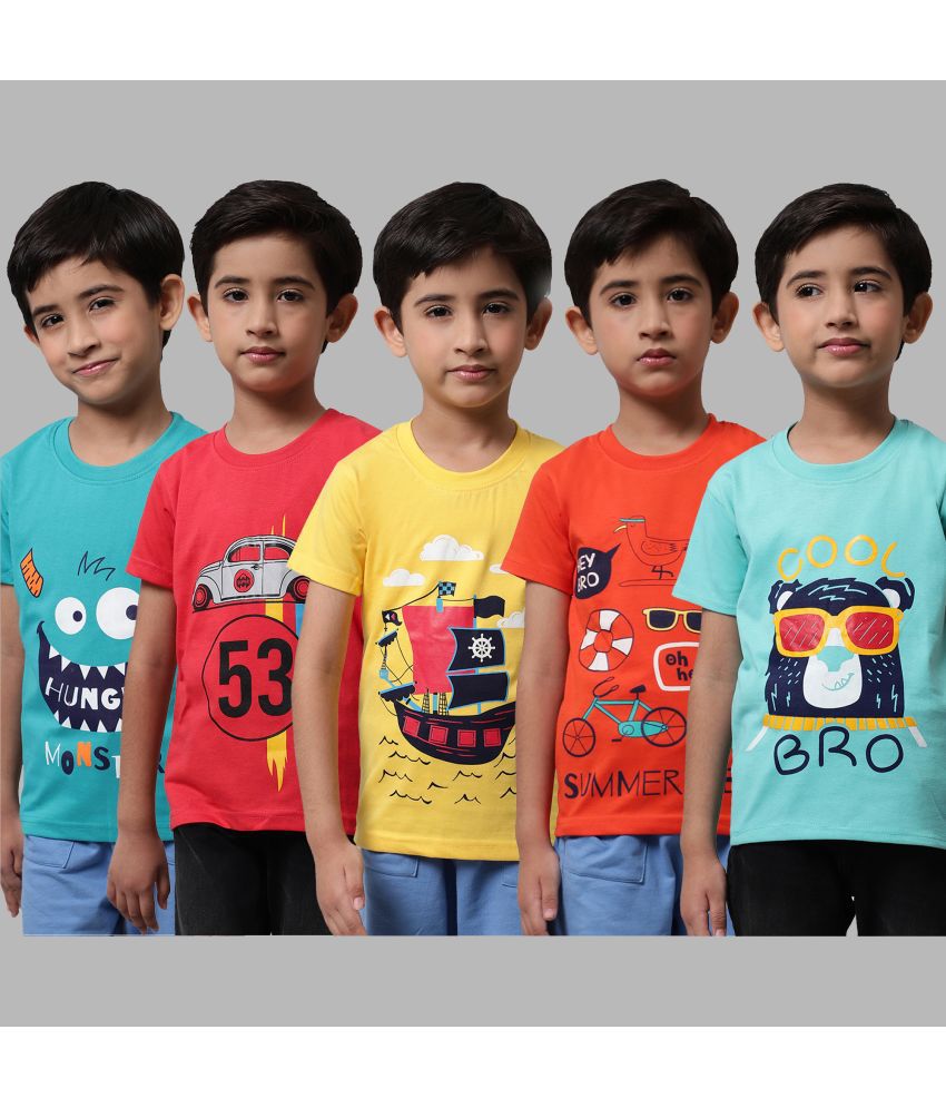     			Little Zing - Multicolor Cotton Boy's T-Shirt ( Pack of 5 )