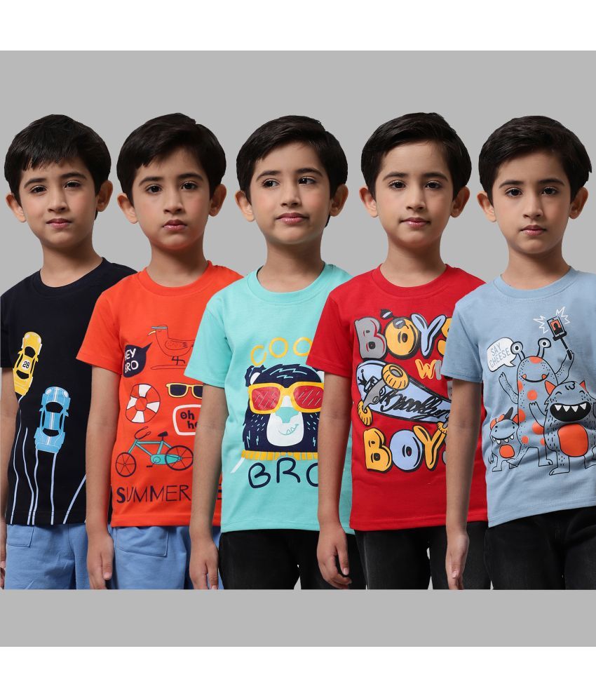     			Little Zing - Multicolor Cotton Boy's T-Shirt ( Pack of 5 )