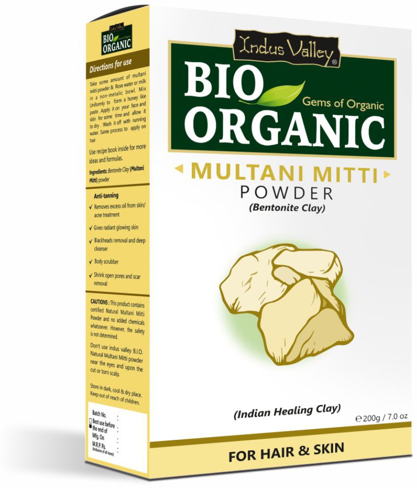     			Indus Valley 100% Pure Natural & Organic Multani Mitti Powder For Skin & Hair Care 200gm