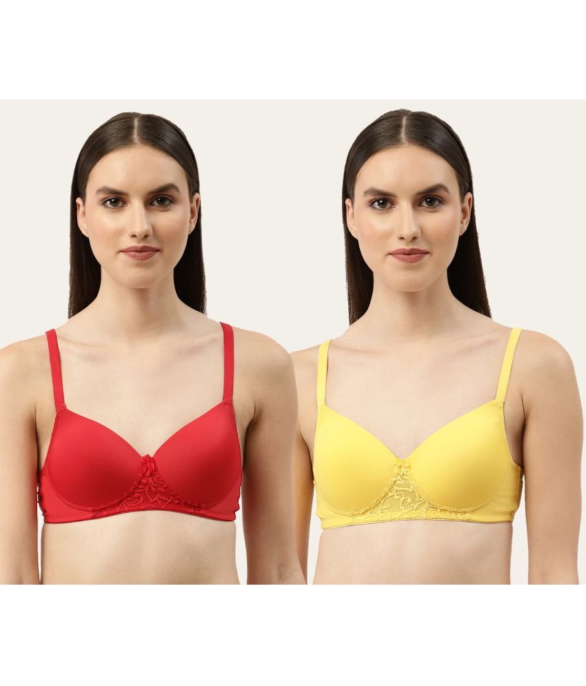     			Leading Lady Pack of 2 Polyester Lightly Padded Women's T-Shirt Bra ( Yellow )