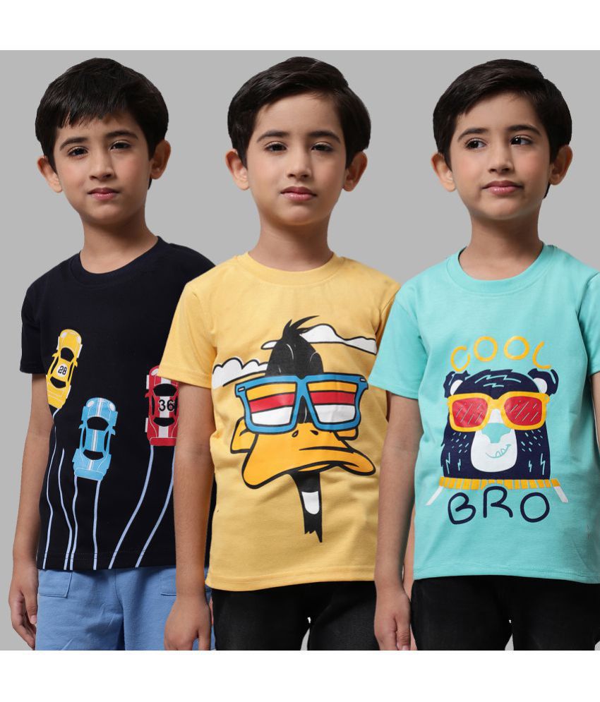     			Little Zing - Multicolor Cotton Boy's T-Shirt ( Pack of 3 )
