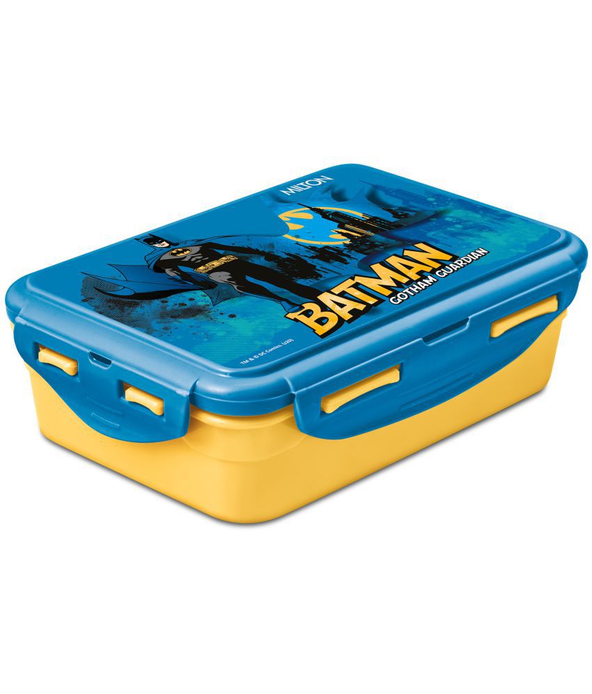     			MILTON Mini Fun Treat Super Hero Plastic Tiffin Box Kids 650ml with Inner Container 125ml Yellow