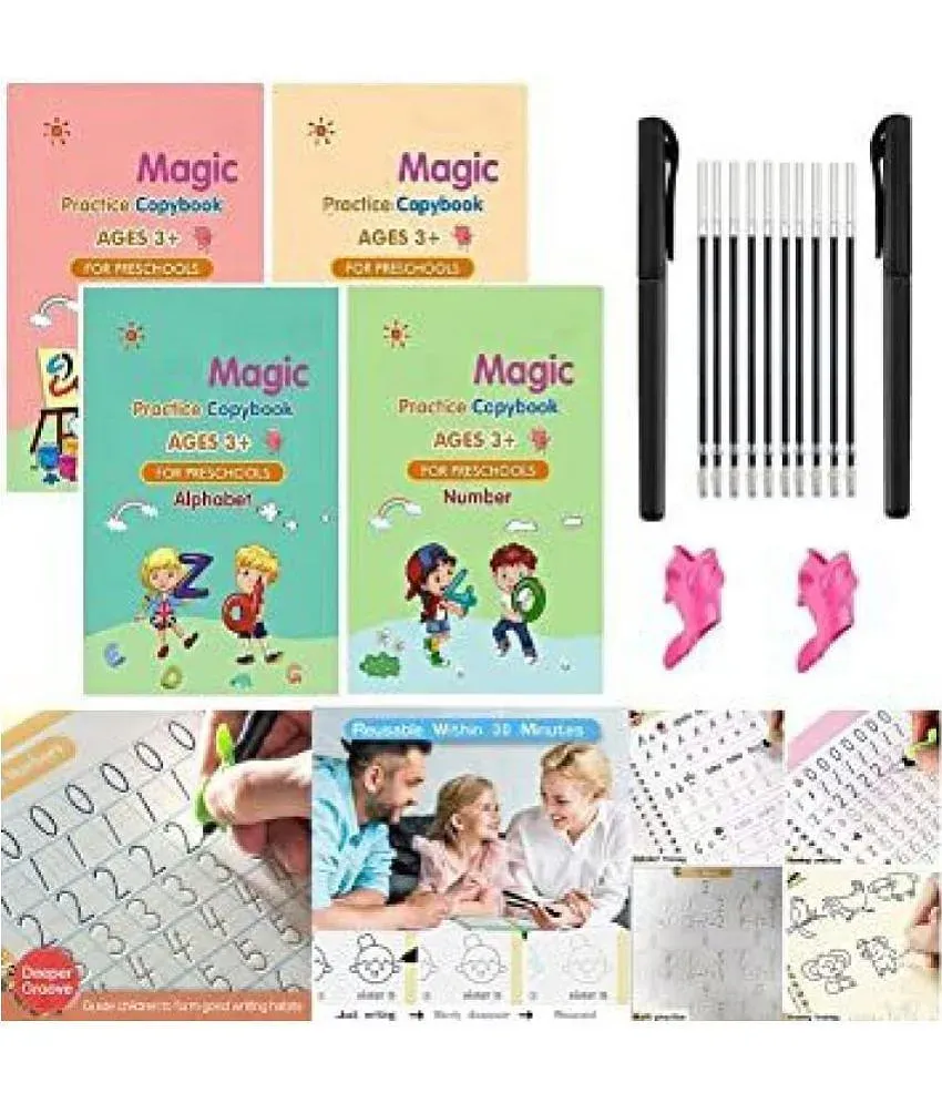 Magic Groove , (4 BOOK + 10 REFILL) Number Tracing Book For Preschoolers  With Pen: Buy Magic Groove , (4 BOOK + 10 REFILL) Number Tracing Book For  Preschoolers With Pen by