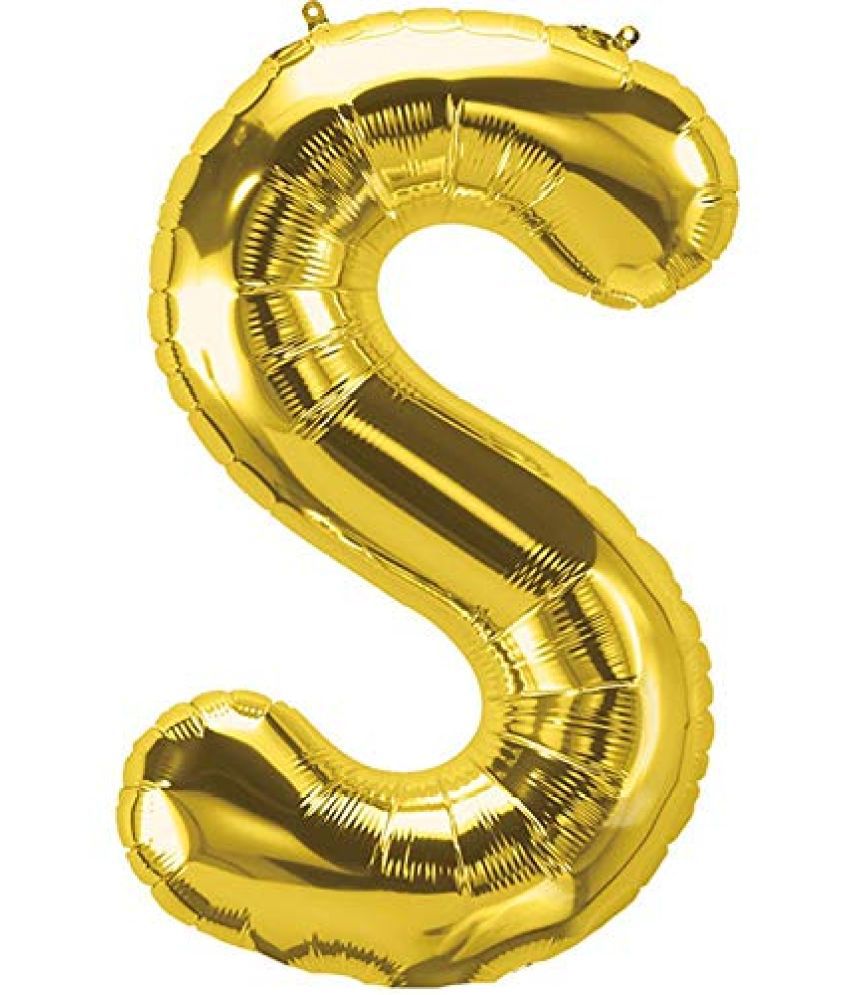     			Lalantopparties Alphabets Balloon S Letter Balloon 16 inch for Party Decoration, birthday, wedding, valentine, bachelorette, bachelors, christmas decoration, theme decoration Gold (Pack of 1 )