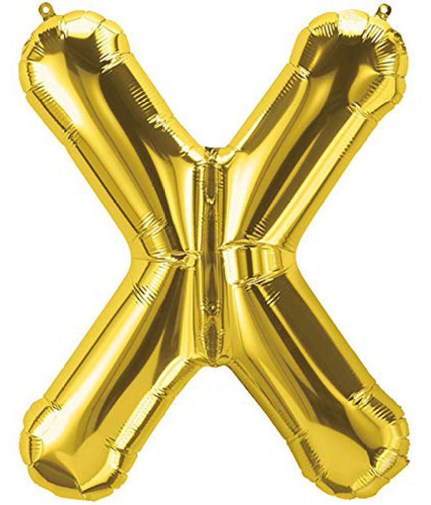     			Lalantopparties Alphabets Balloon X Letter Balloon 16 inch for Party Decoration, birthday, wedding, valentine, bachelorette, bachelors, christmas decoration, theme decoration Gold (Pack of 1 )