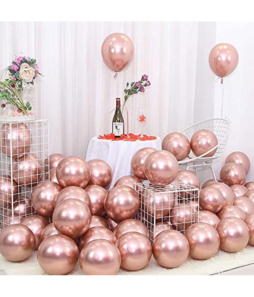     			Lalantopparties Chrome Balloons Latex 12 Inch For birthday decoration, anniversary, valentine, baby surprise, wedding, engagement, bachelorette, bachelors party decoration, Rose Gold (pcs 20 Pack of 1)