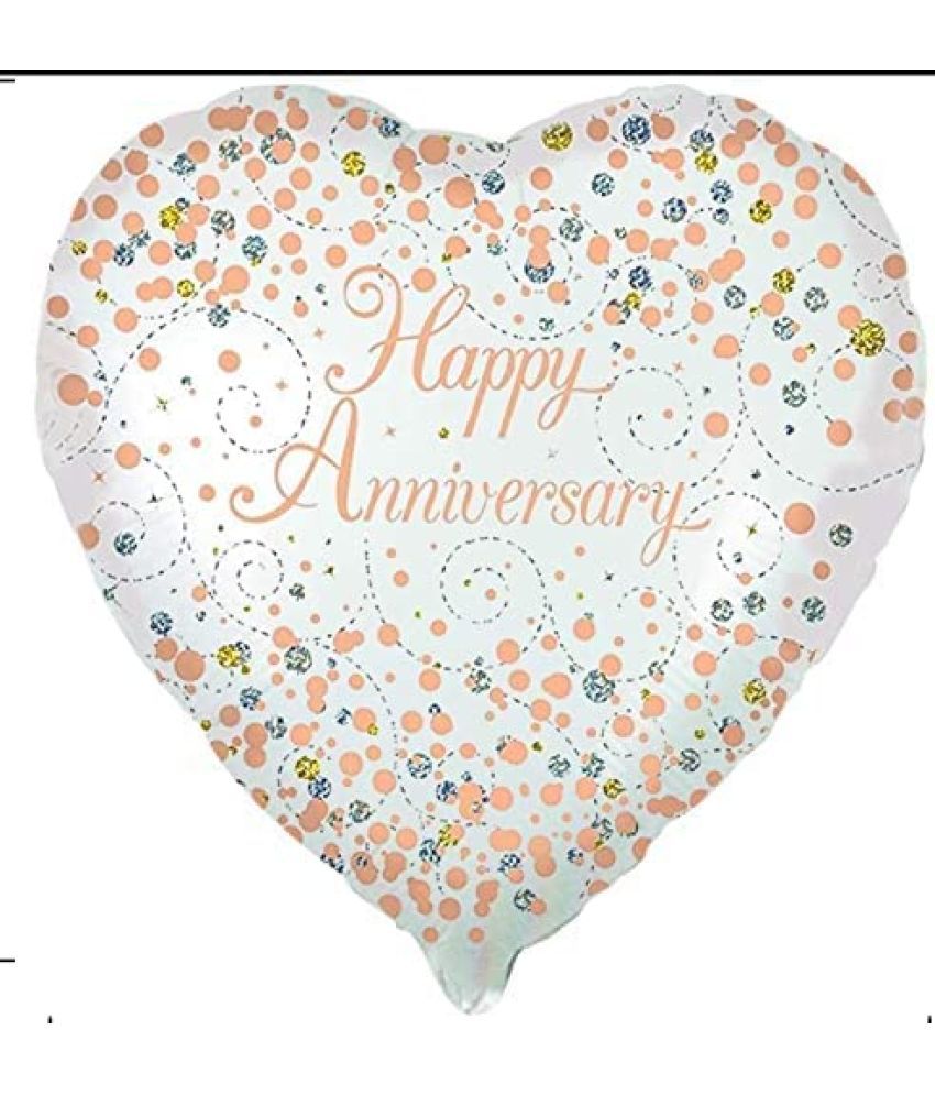     			Lalantopparties Heart Shape Happy Anniversary Printed Polka Dot Foil Balloon Anniversary, Birthday, Wedding Party supplies party decoration Multicolor Pack of 1