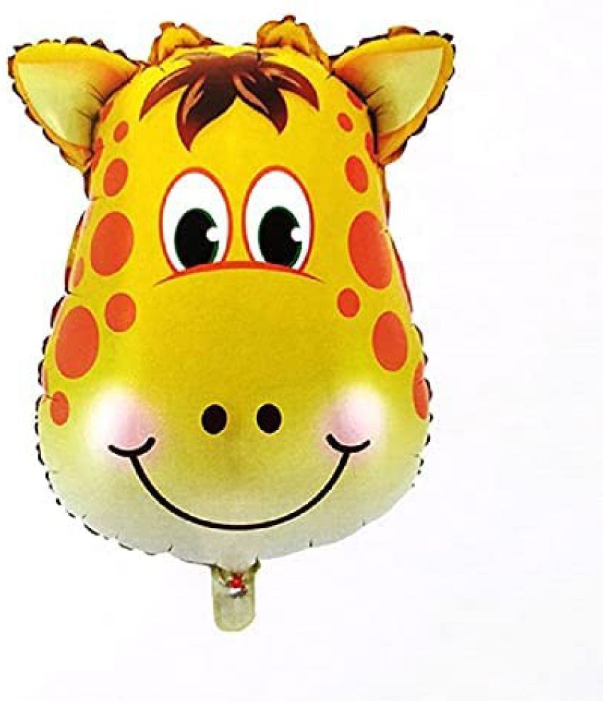     			Lalantopparties Jungle theme Printed Large Giraffe Head Foil Balloon For birthday, baby decorationparty decorations, balloon bouquets, animal theme, shoot props, Multicolor (Pack of 1)