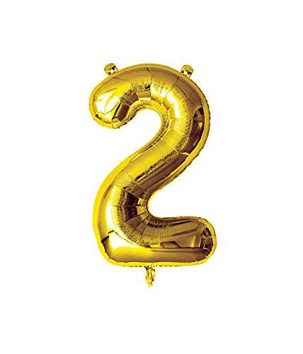     			Lalantopparties Number foil balloon 16 inch 2 number For party decoration, birthday, anniversary, wedding, valentine, baby decoration, bachelorette, bachelors, christmas decoration, Gold (Pack of 1)