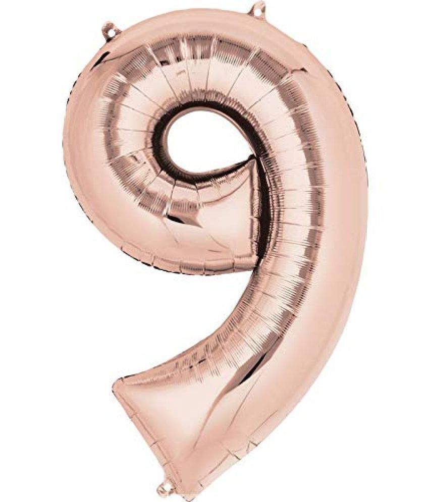     			Lalantopparties Number foil balloon 16 inch 9 number For party decoration, birthday, anniversary, wedding, valentine, baby decoration, bachelorette, bachelors, christmas decoration, Rose Gold (Pack of 1)