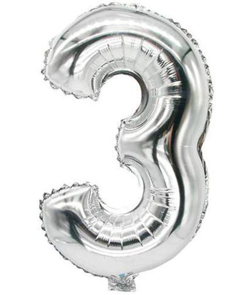     			Lalantopparties Number foil balloon 16 inch 3 number For party decoration, birthday, anniversary, wedding, valentine, baby decoration, bachelorette, bachelors, christmas decoration, silver (Pack of 1)