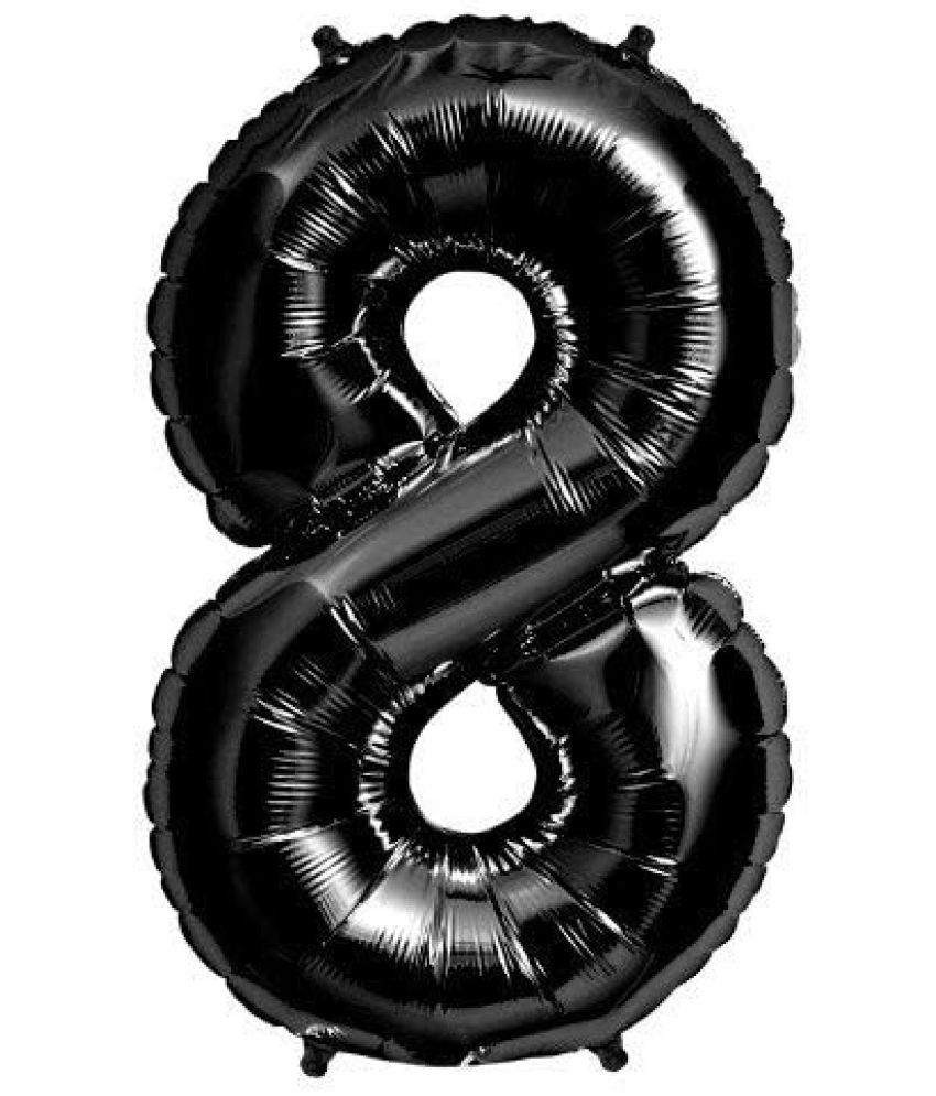     			Lalantopparties Number foil balloon 16 inch 8 number For party decoration, birthday, anniversary, wedding, valentine, baby decoration, bachelorette, bachelors, christmas decoration, Black (Pack of 1)